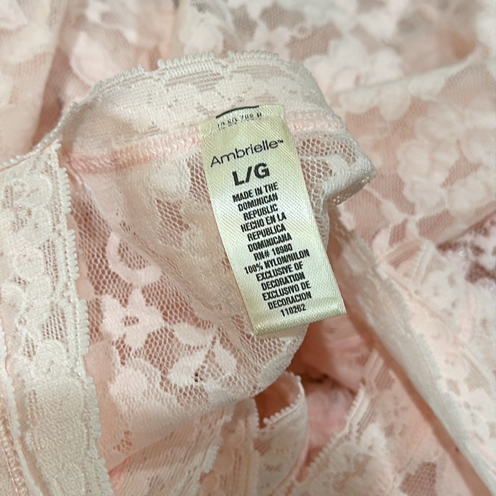 Ambrielle pink lace slip dress lingerie chemise Sz L - Picture 7 of 7